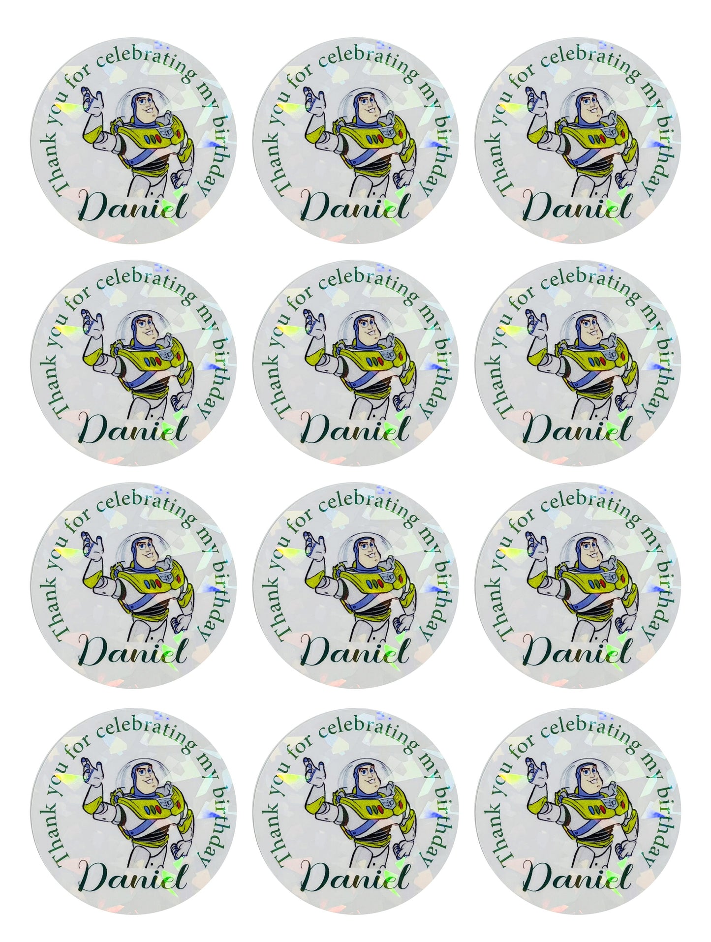 Toy Story birthday party thank you stickers