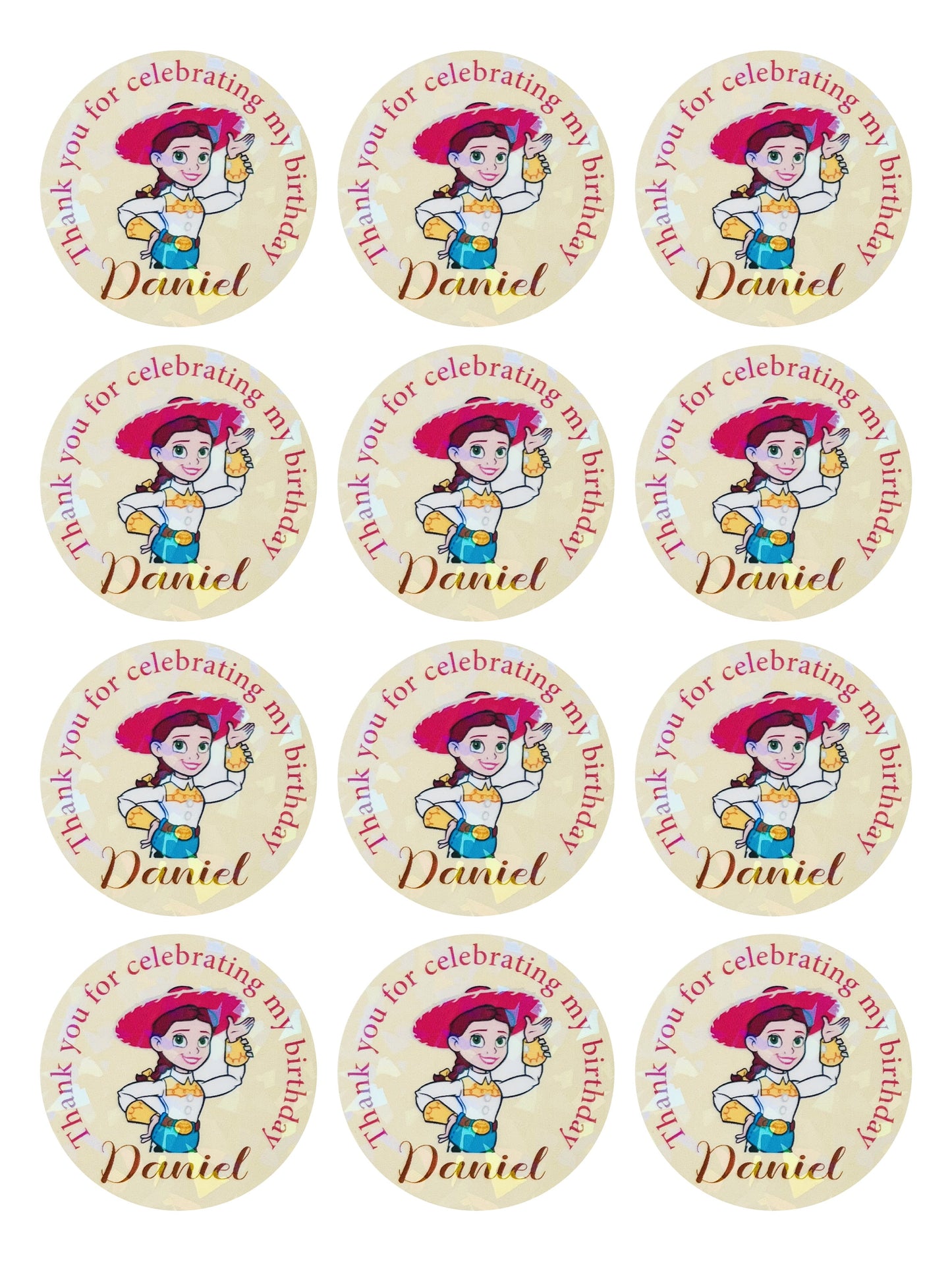 Toy Story birthday party thank you stickers