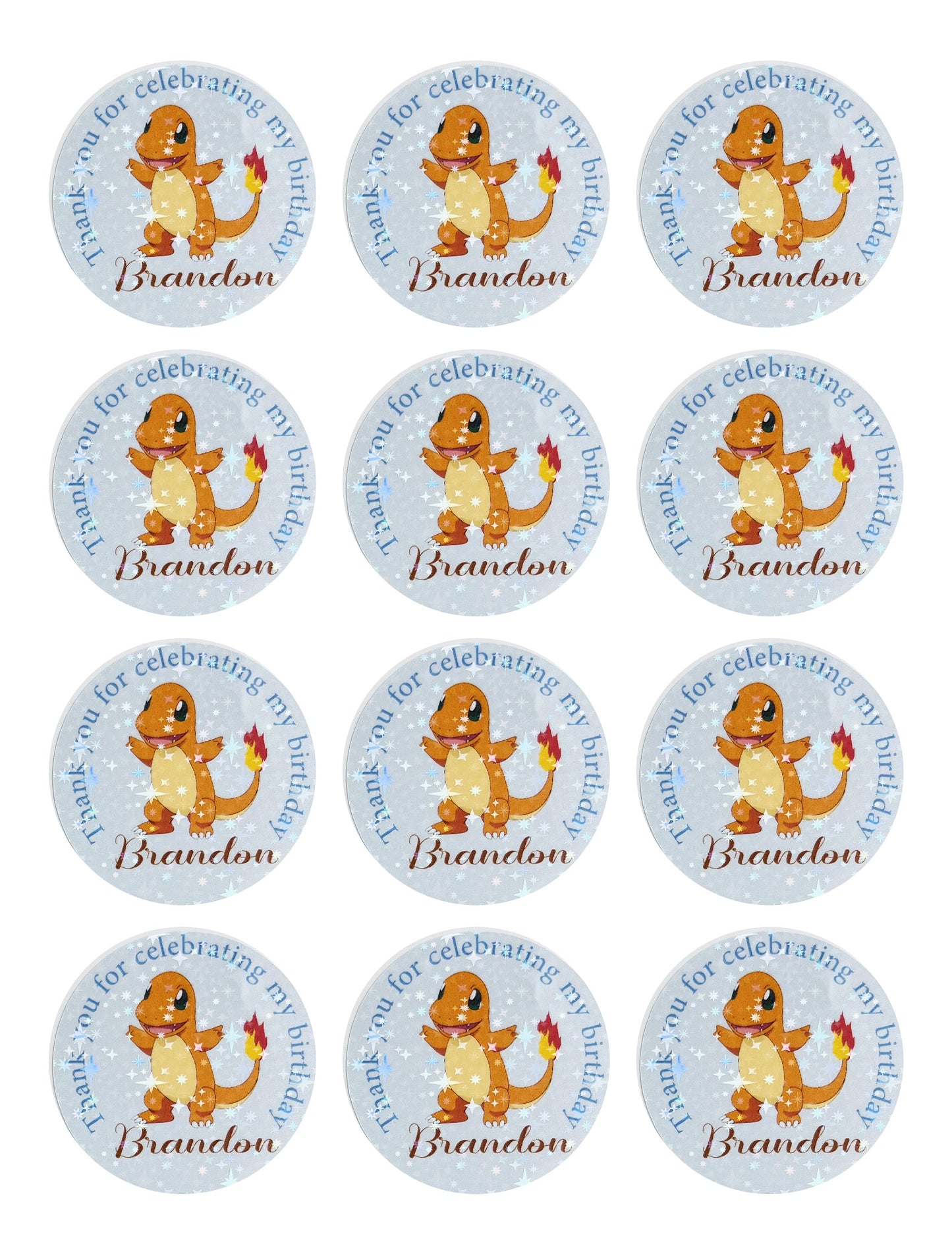 Pokemon birthday party thank you stickers