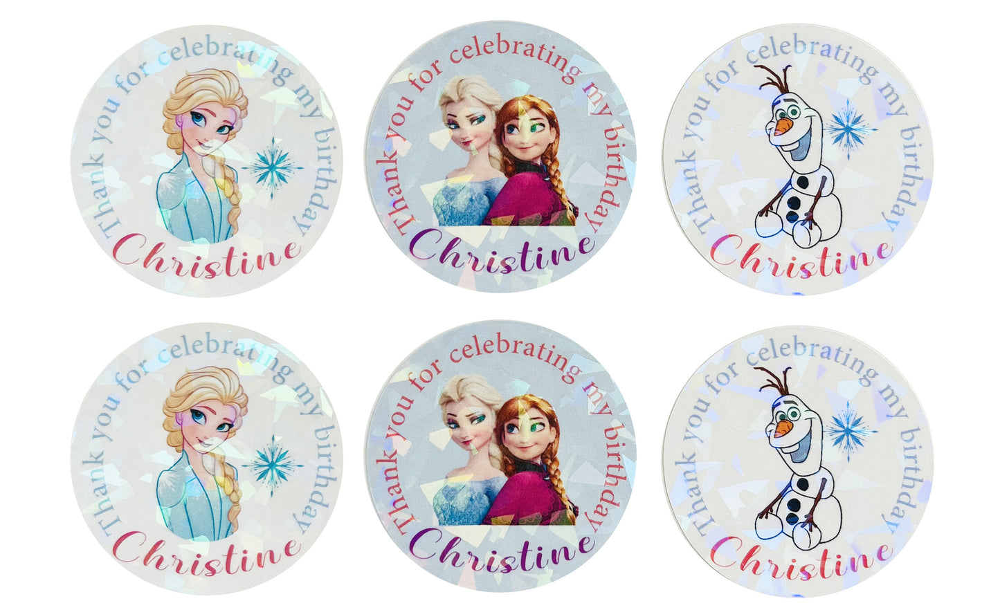 Frozen birthday party thank you stickers