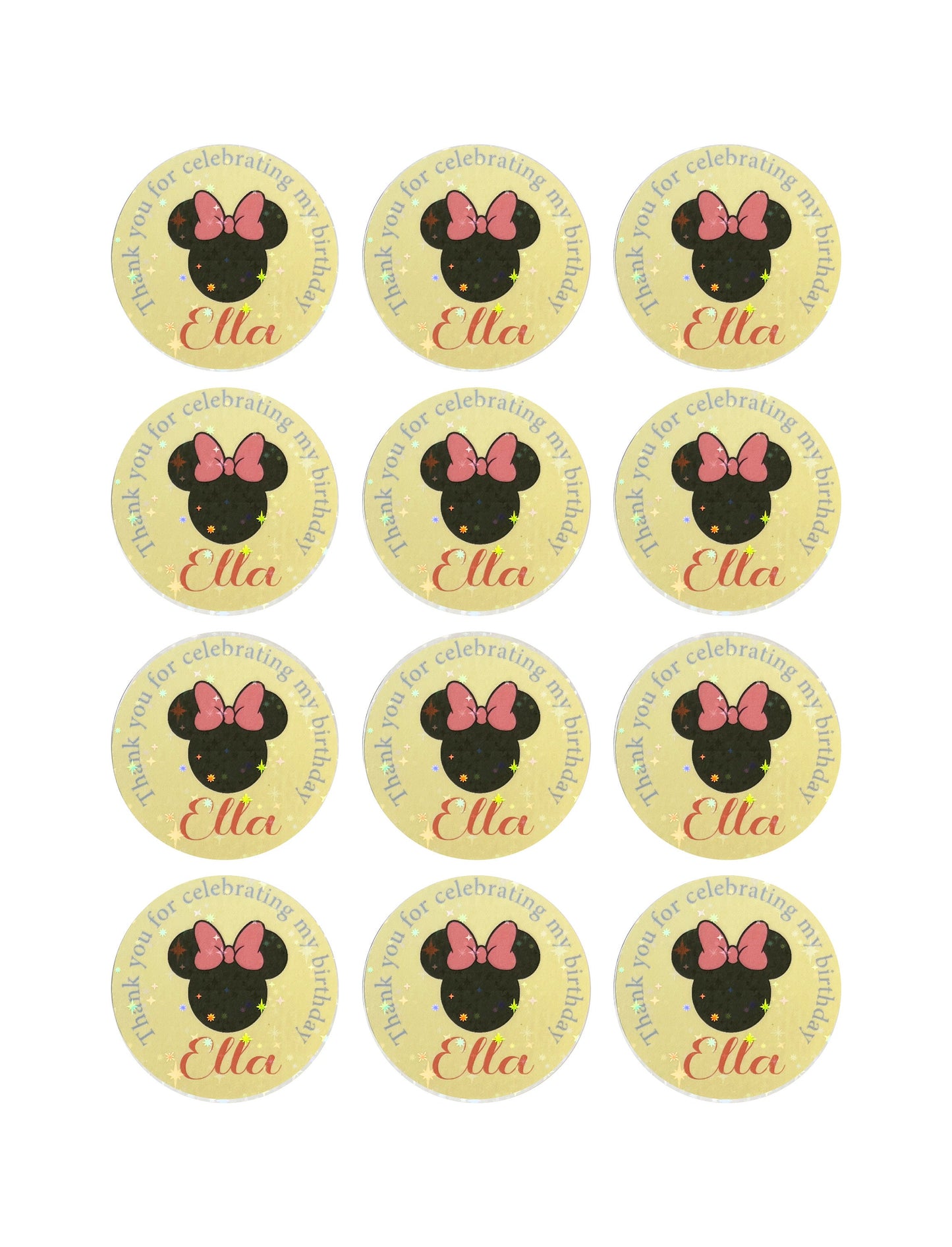 Mini mouse birthday thank you labels