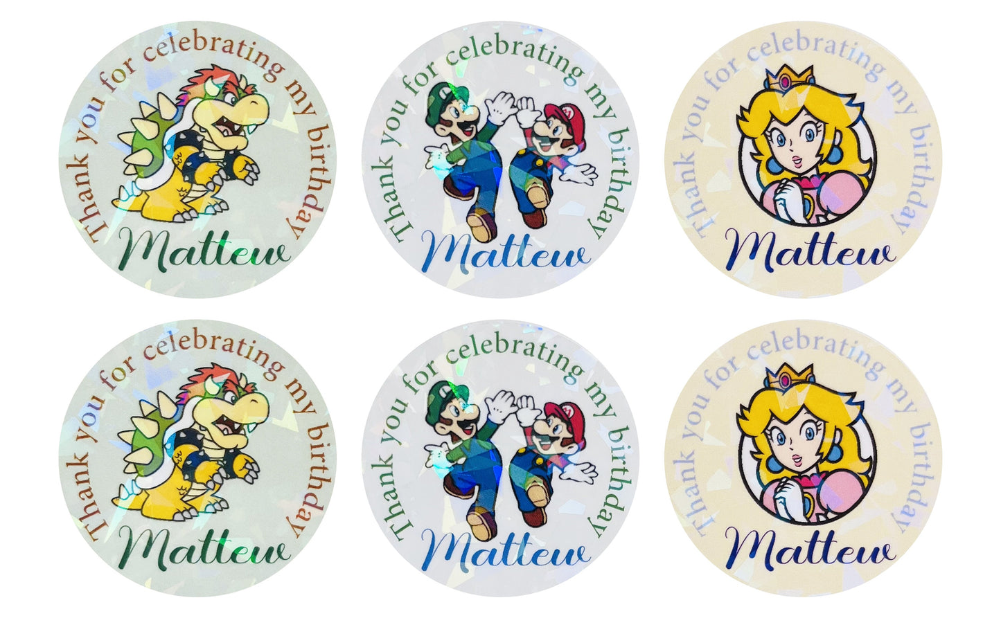 Super Mario birthday thank you stickers