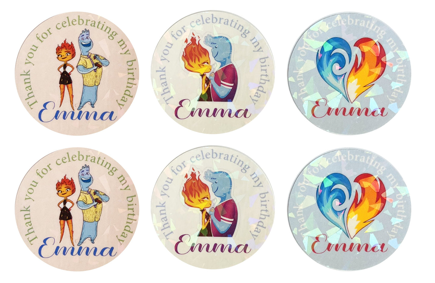 Elemental custom birthday thank you name labels