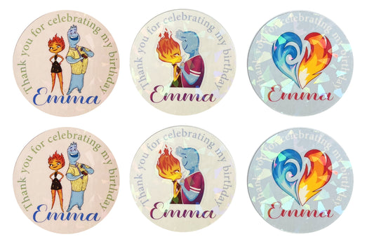 Elemental custom birthday thank you name labels