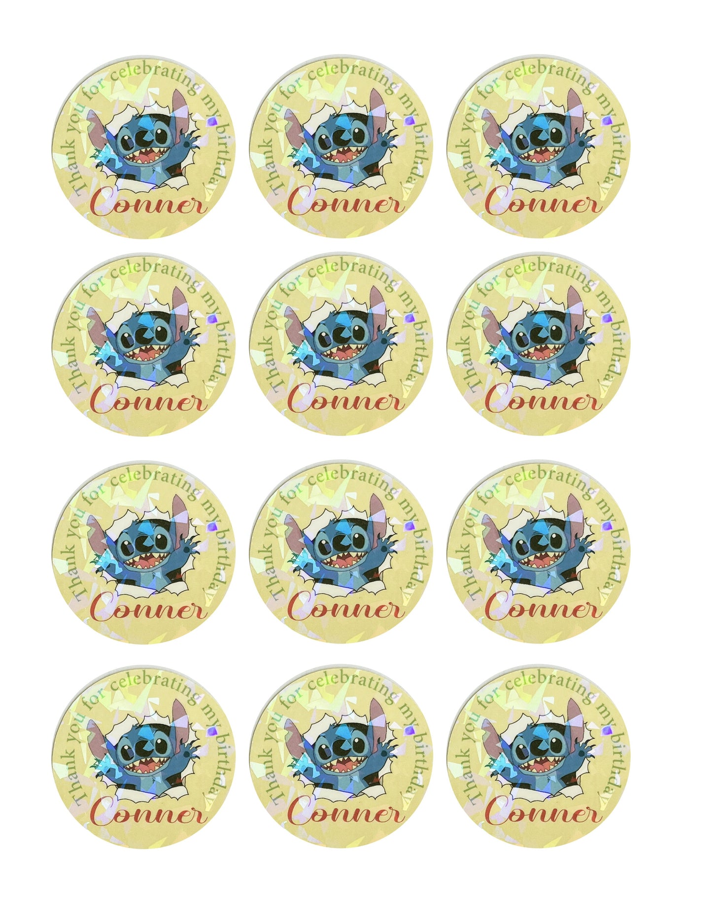 Lilo and stitch birthday thank you labels
