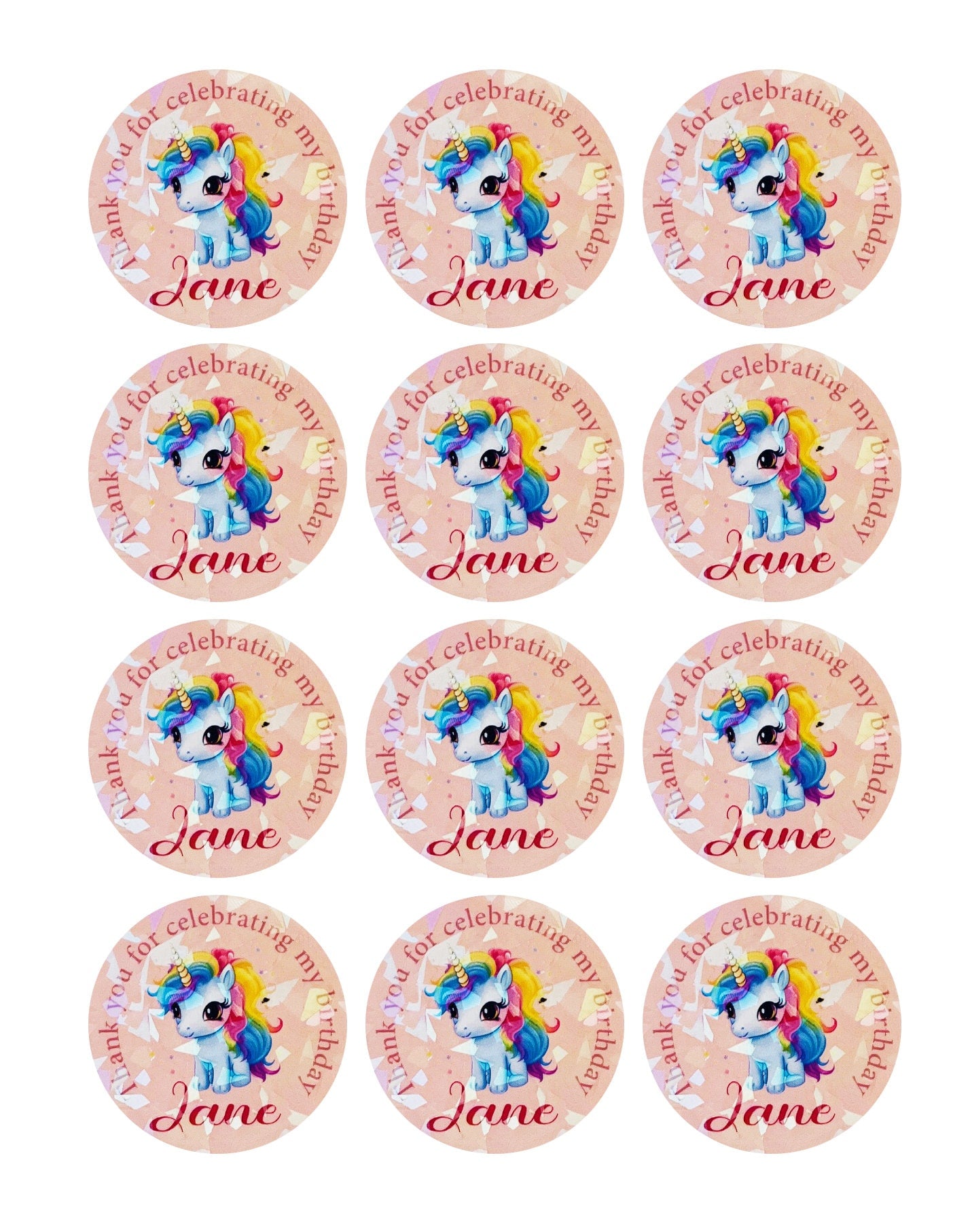 My little pony birthday thank you labels