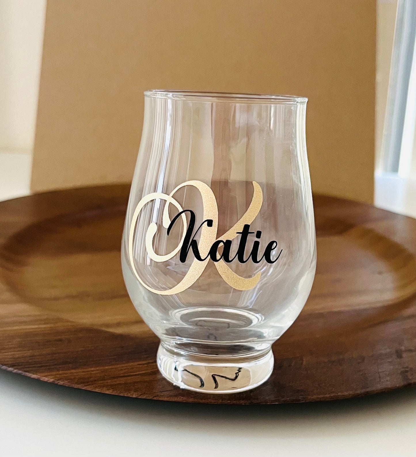 Customize glitter name whiskey glass