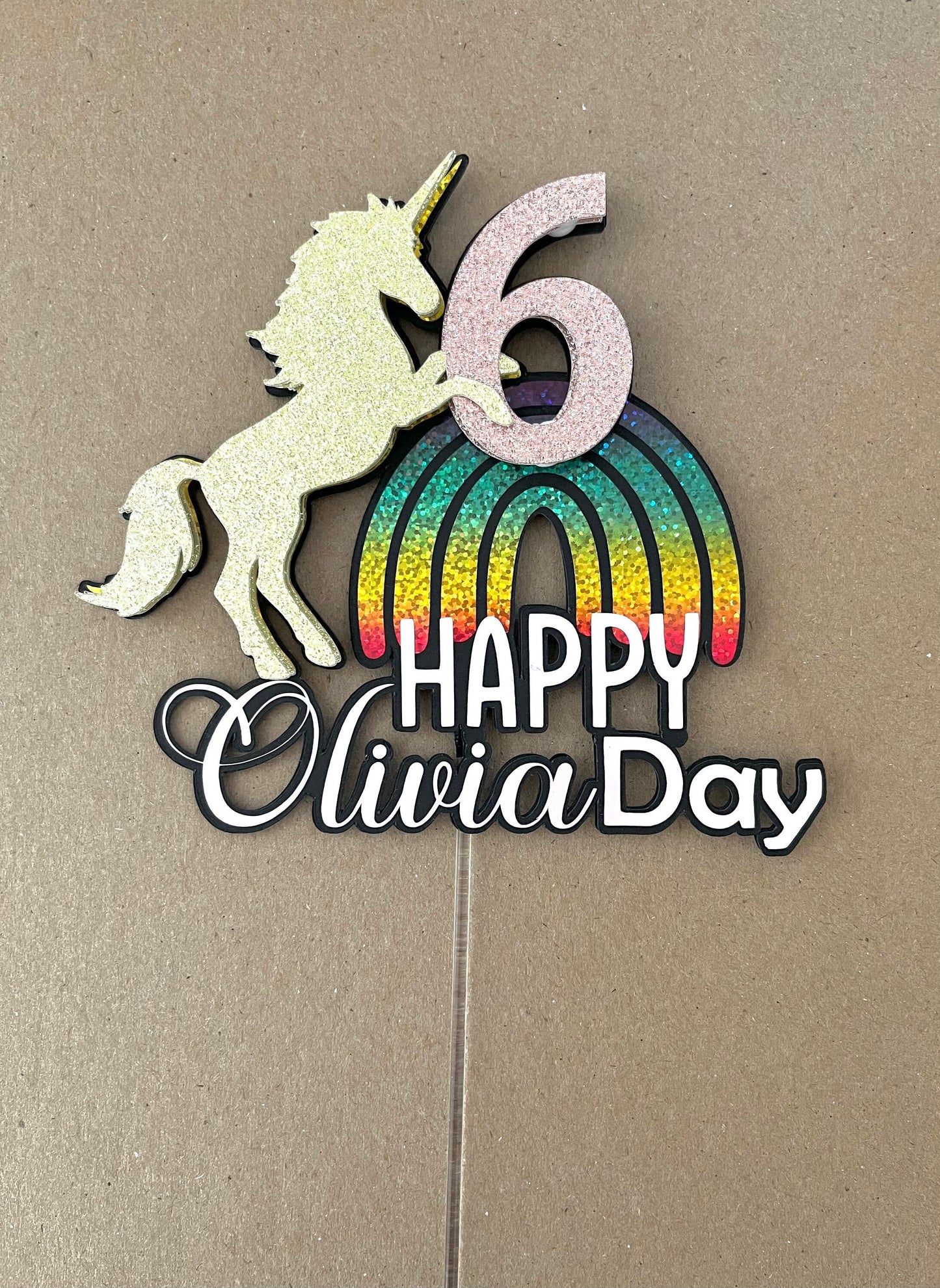 3D Customized unicorn Birthday topper