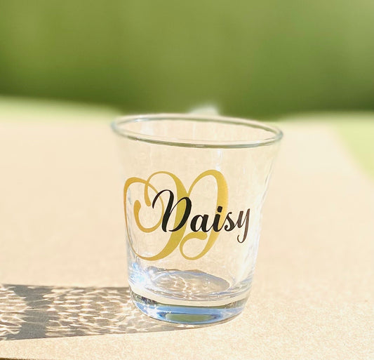 Custom glitter initial drinking glasses