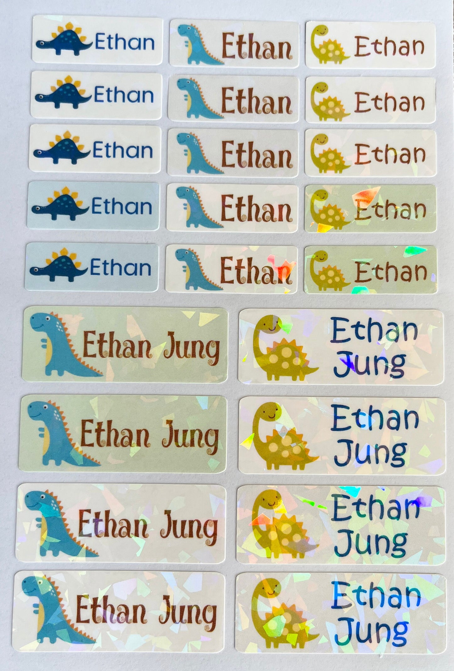 Dinosaur waterproof name labels