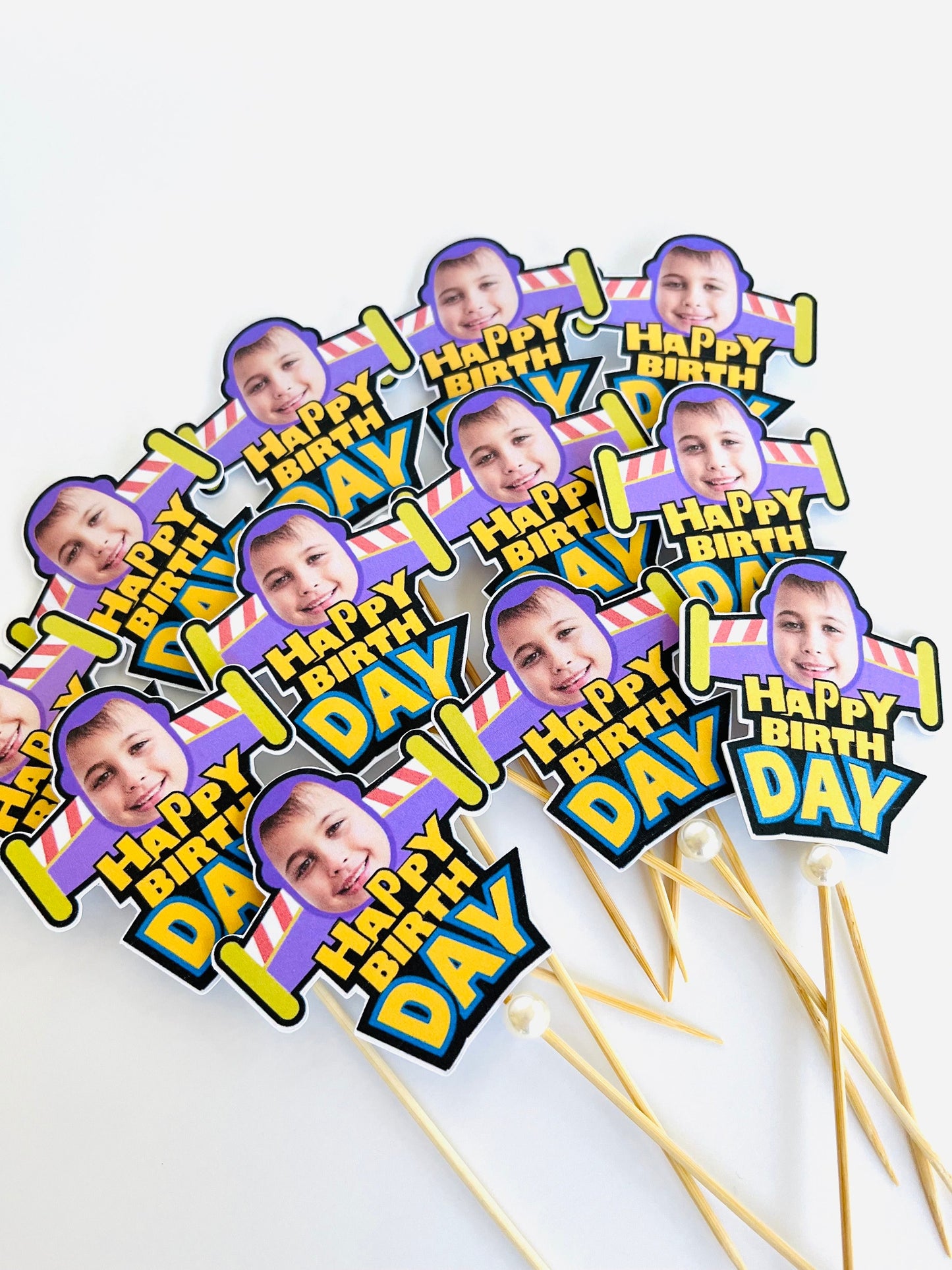 Toy Story face photo cupcake topper