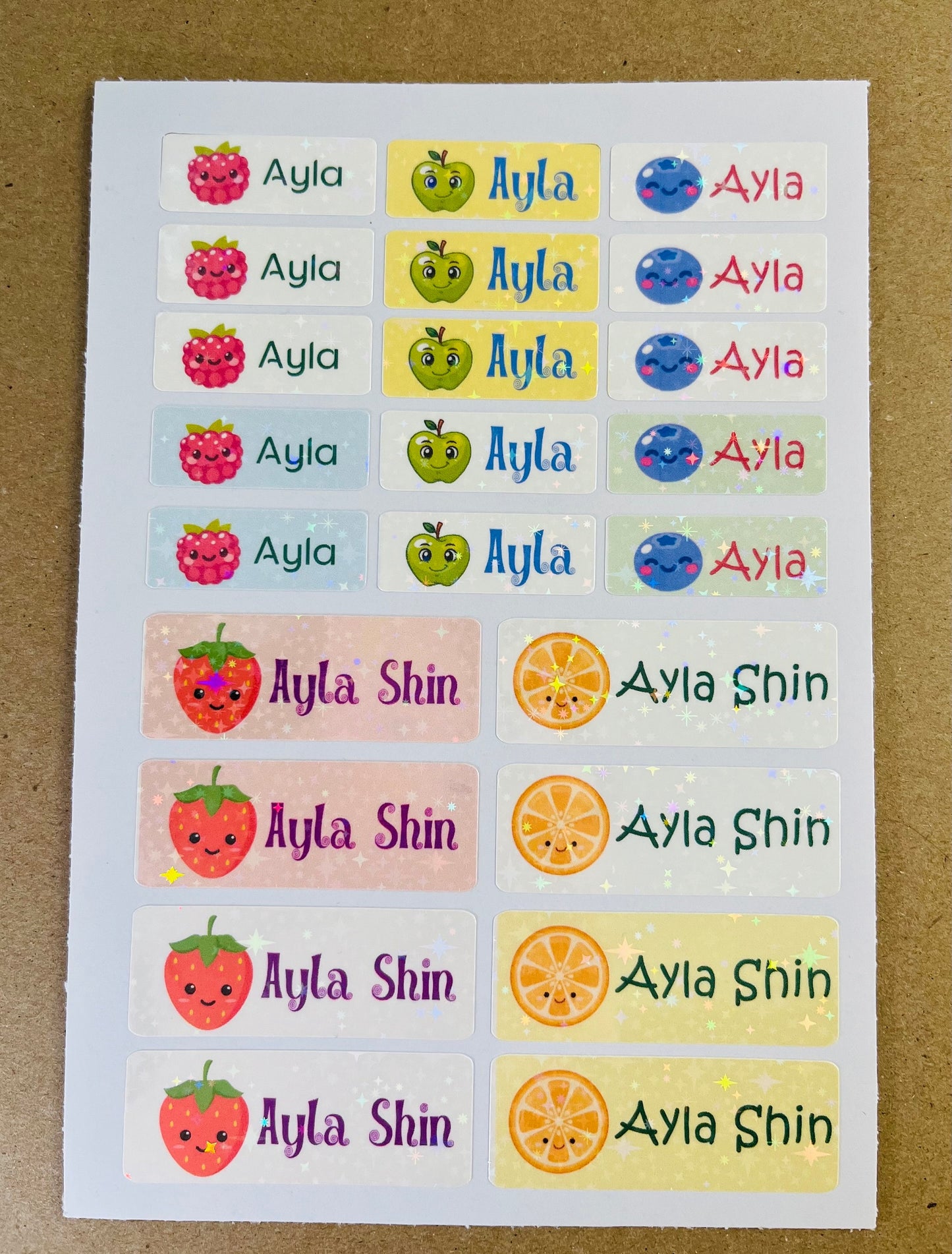 Kawaii Fruits waterproof name sticker