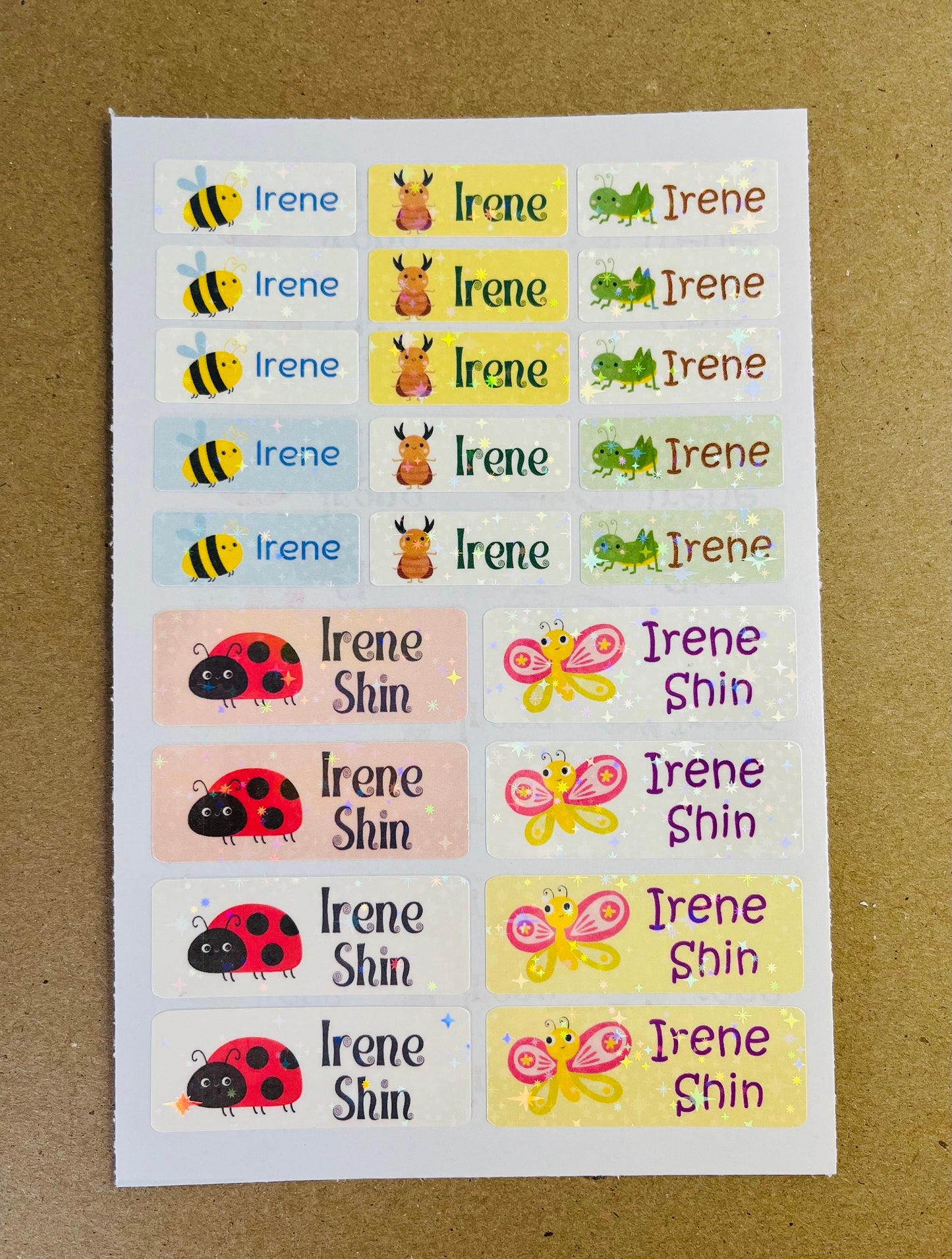 Ladybug name sticker, Insects waterproof name sticker