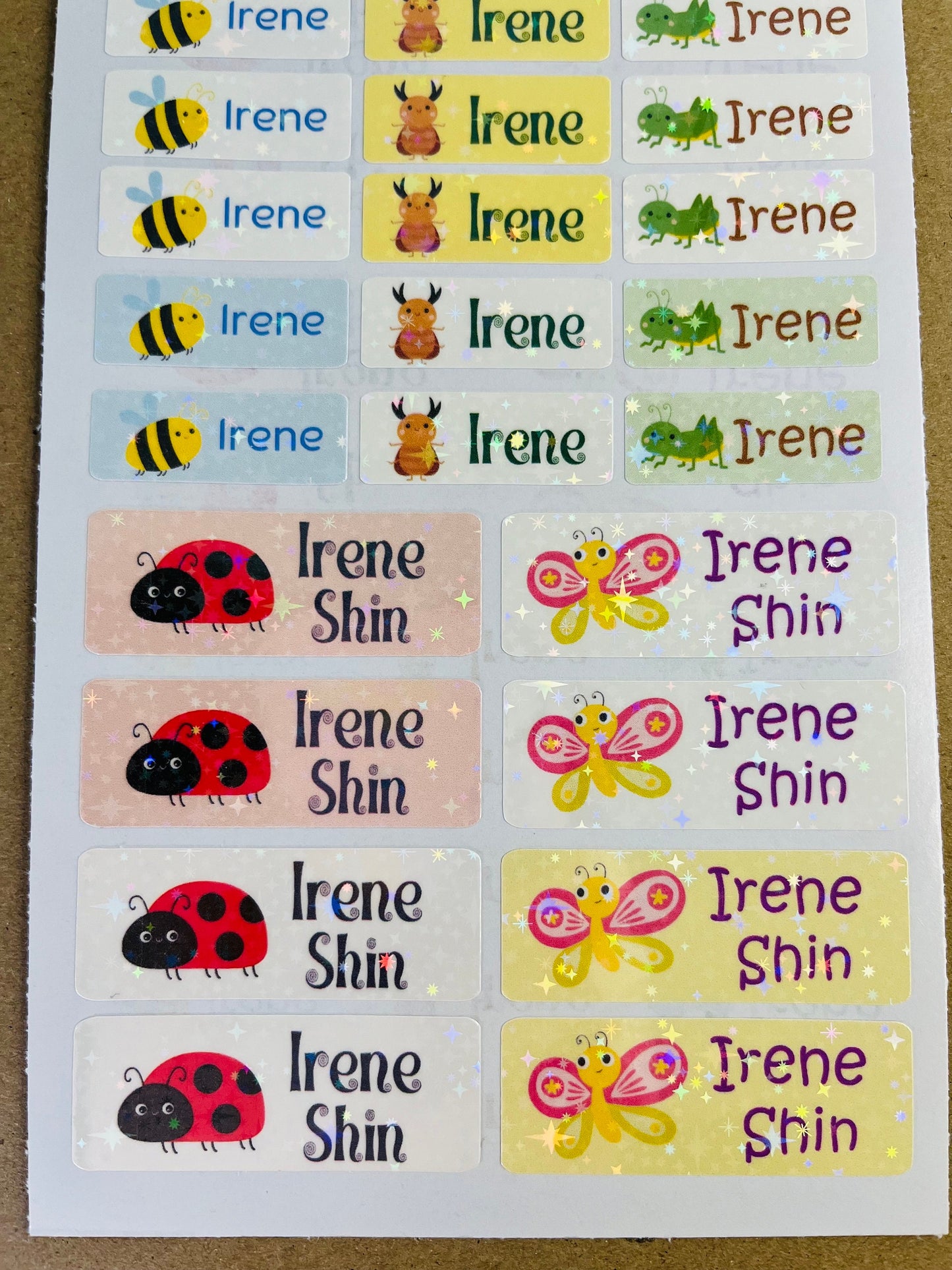 Ladybug name sticker, Insects waterproof name sticker