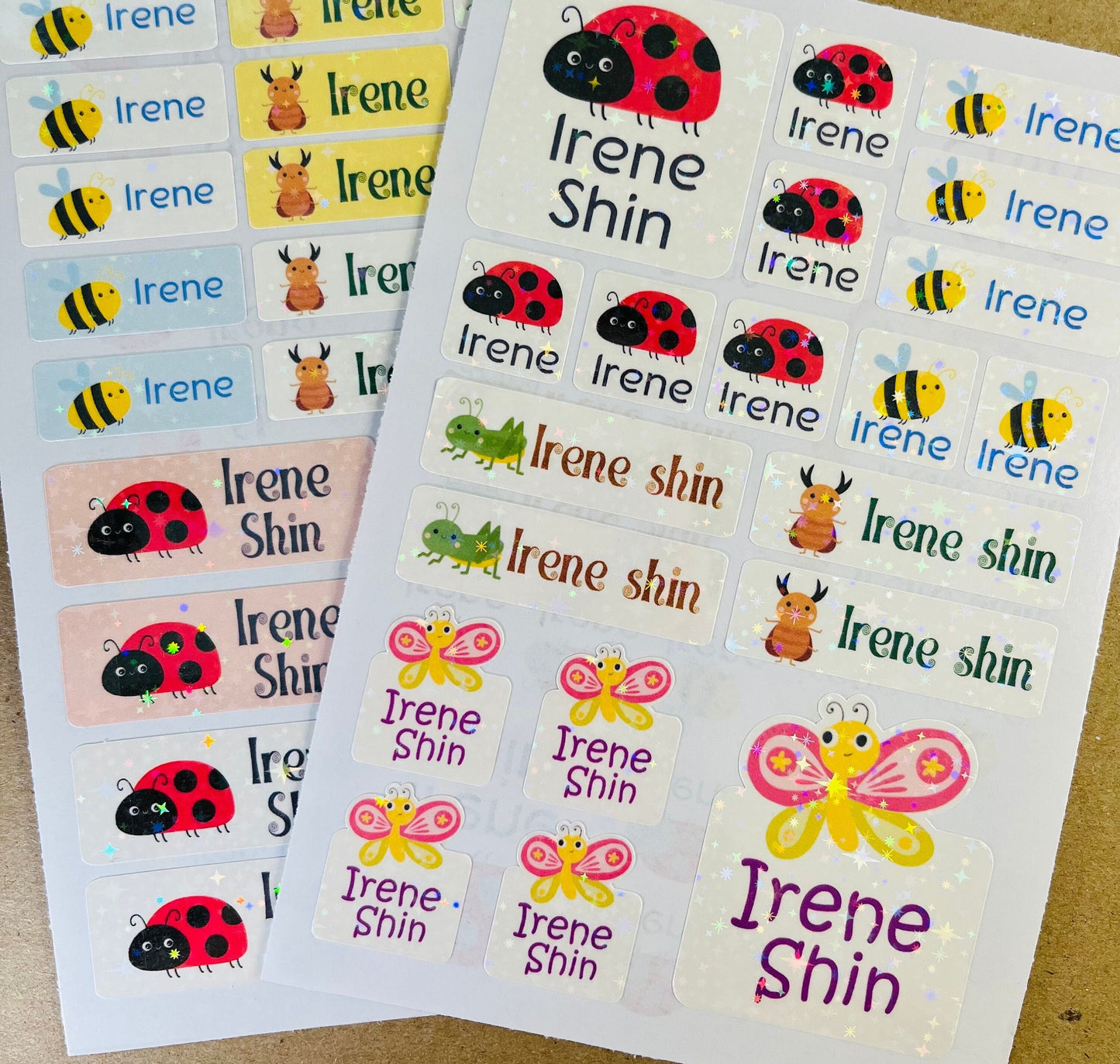Ladybug name sticker, Insects waterproof name sticker