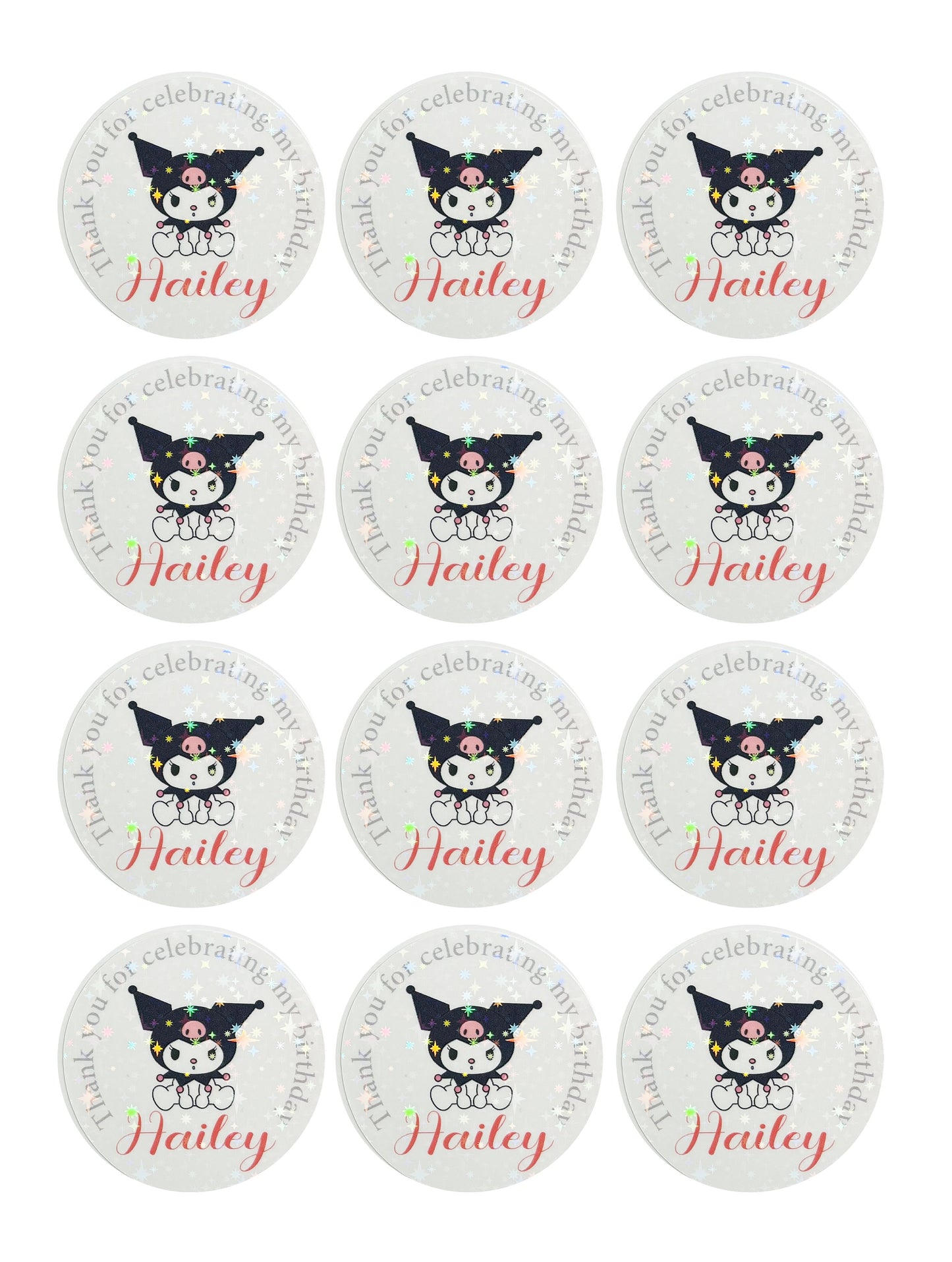 Sanrio birthday party thank you stickers