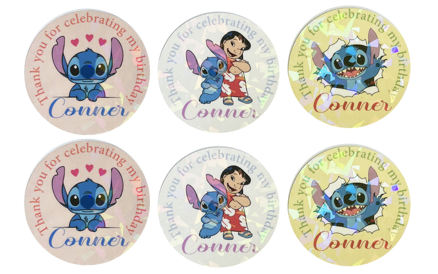 Lilo and stitch birthday thank you labels