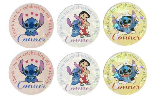 Lilo and stitch birthday thank you labels