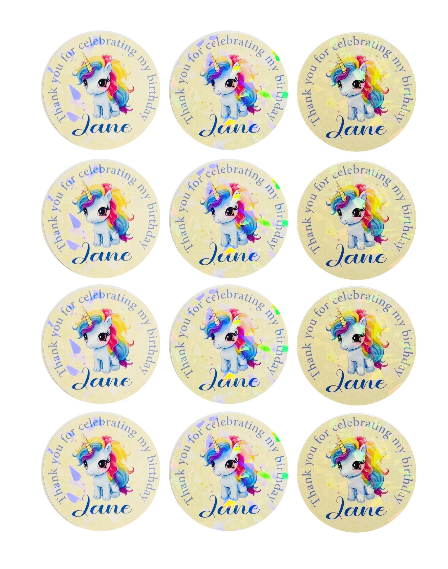 My little pony birthday thank you labels