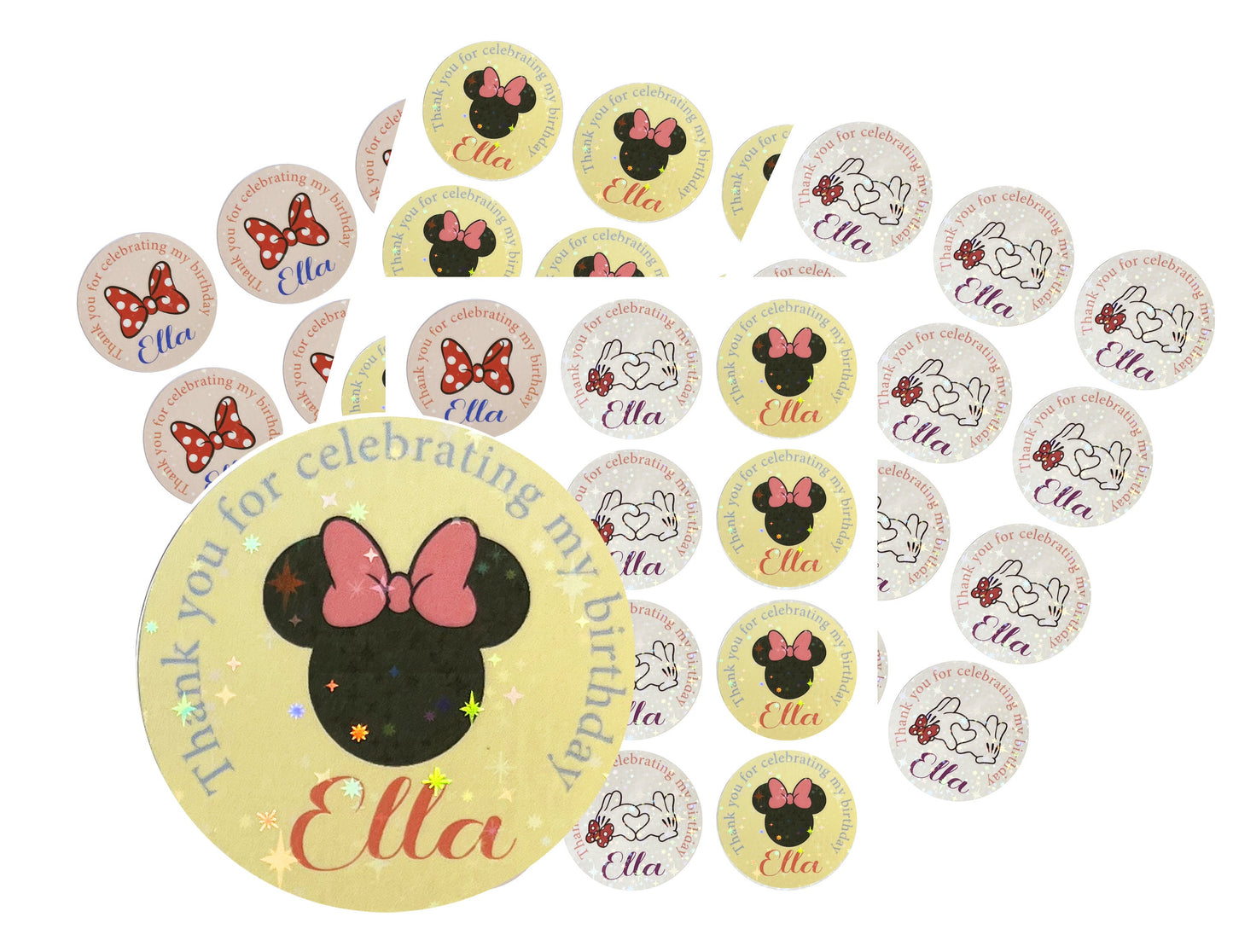 Mini mouse birthday thank you labels