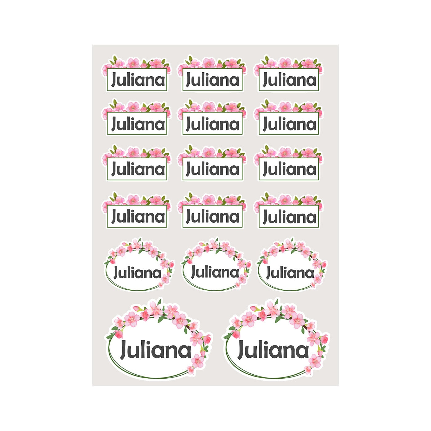 Flower waterproof name sticker