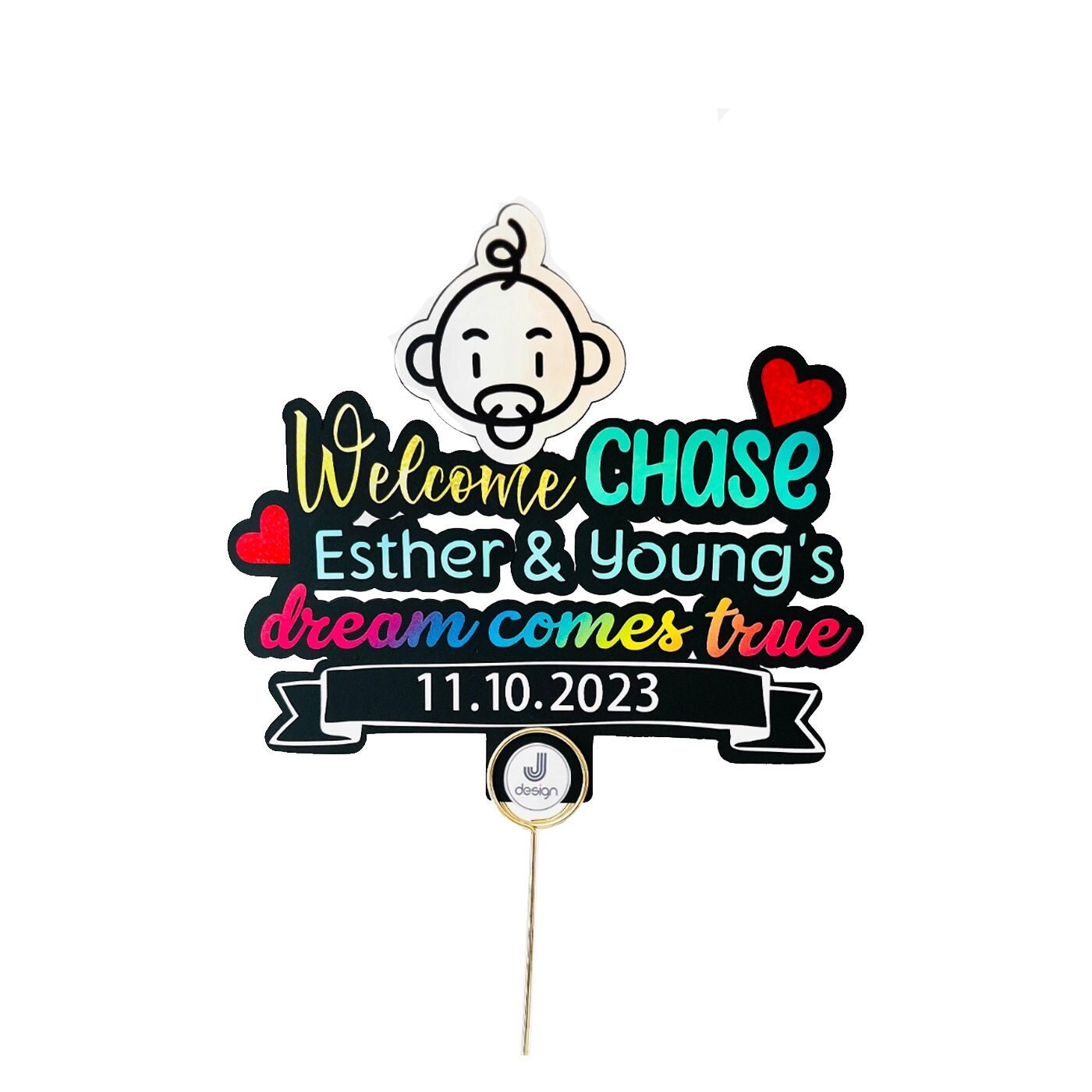 Custom welcome baby topper,Babyshower topper