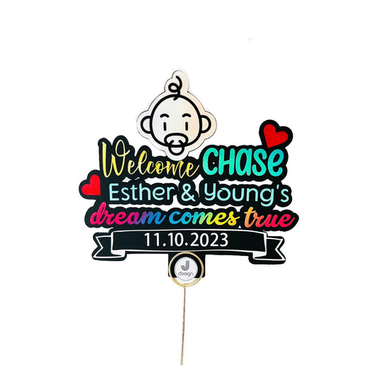 Custom welcome baby topper,Babyshower topper