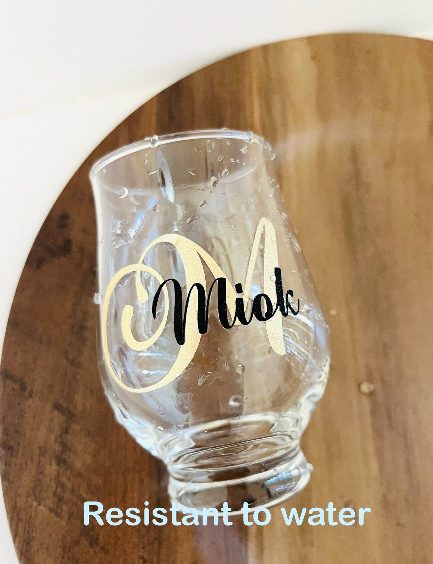 Customize glitter name whiskey glass