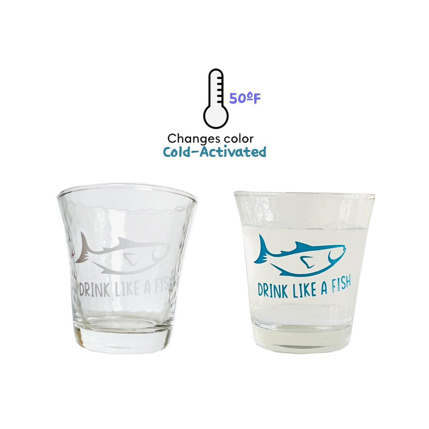 Drink like a fish. Color changed drinking glasses.