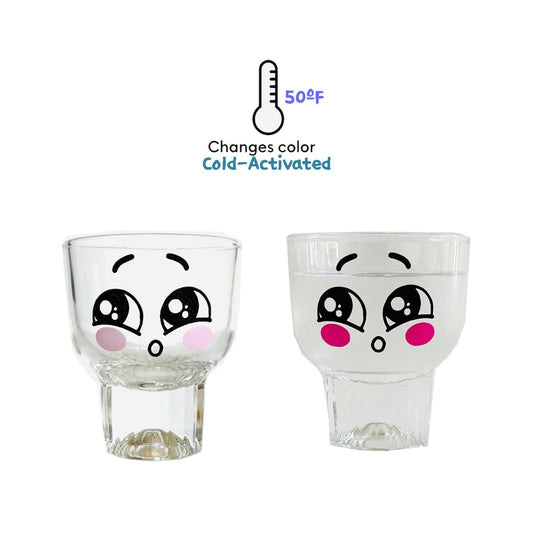 Color changed drunken drinking glasses. Face drinking glass