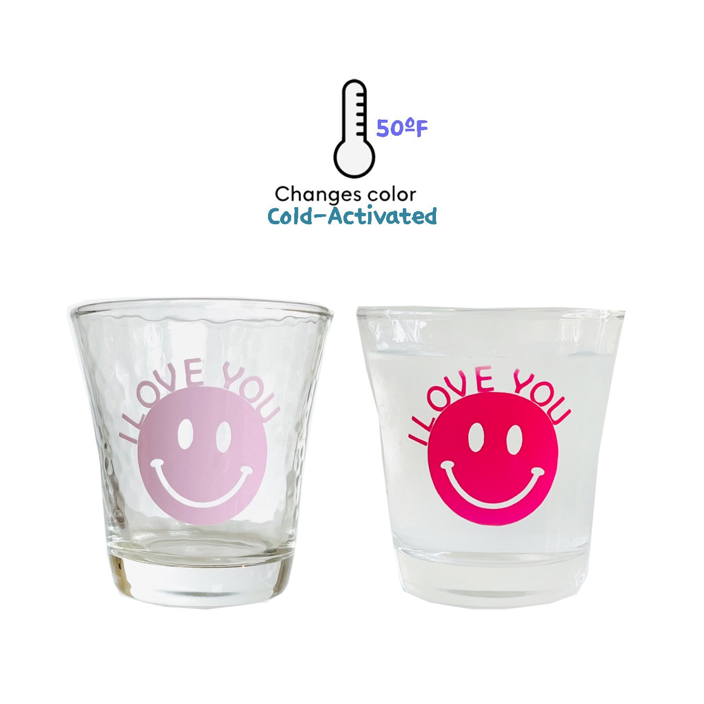 Color changed Smile drinking glasses. Smile drinking glass