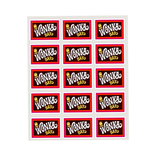 Wonka favor sticker, Wonka bar goodie bag labels