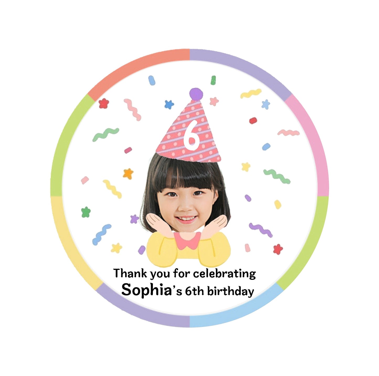 Birthday face photo labels, Custom birthday face labels