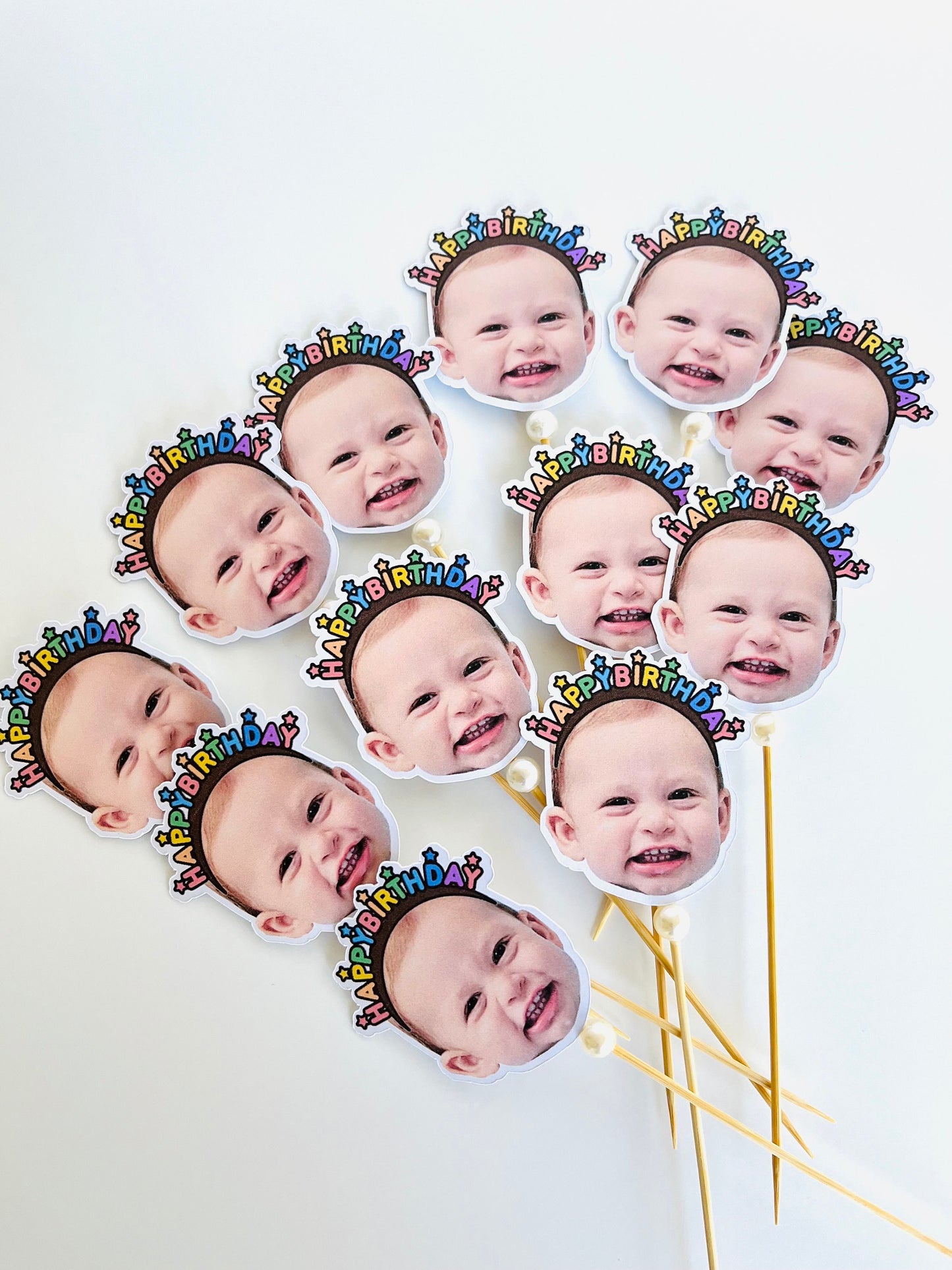 Birthday Cupcake  face photo topper, Custom cupcake topper