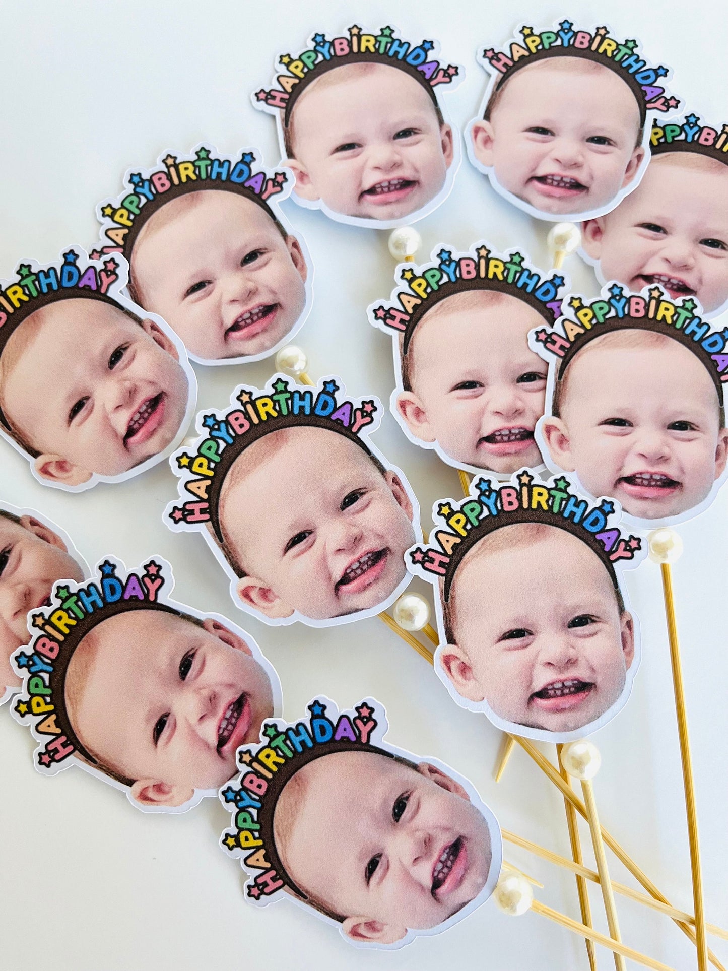 Birthday Cupcake  face photo topper, Custom cupcake topper