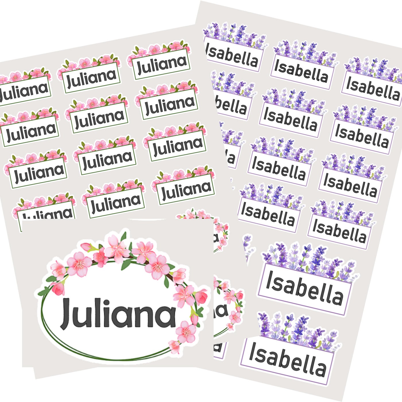 Flower waterproof name sticker