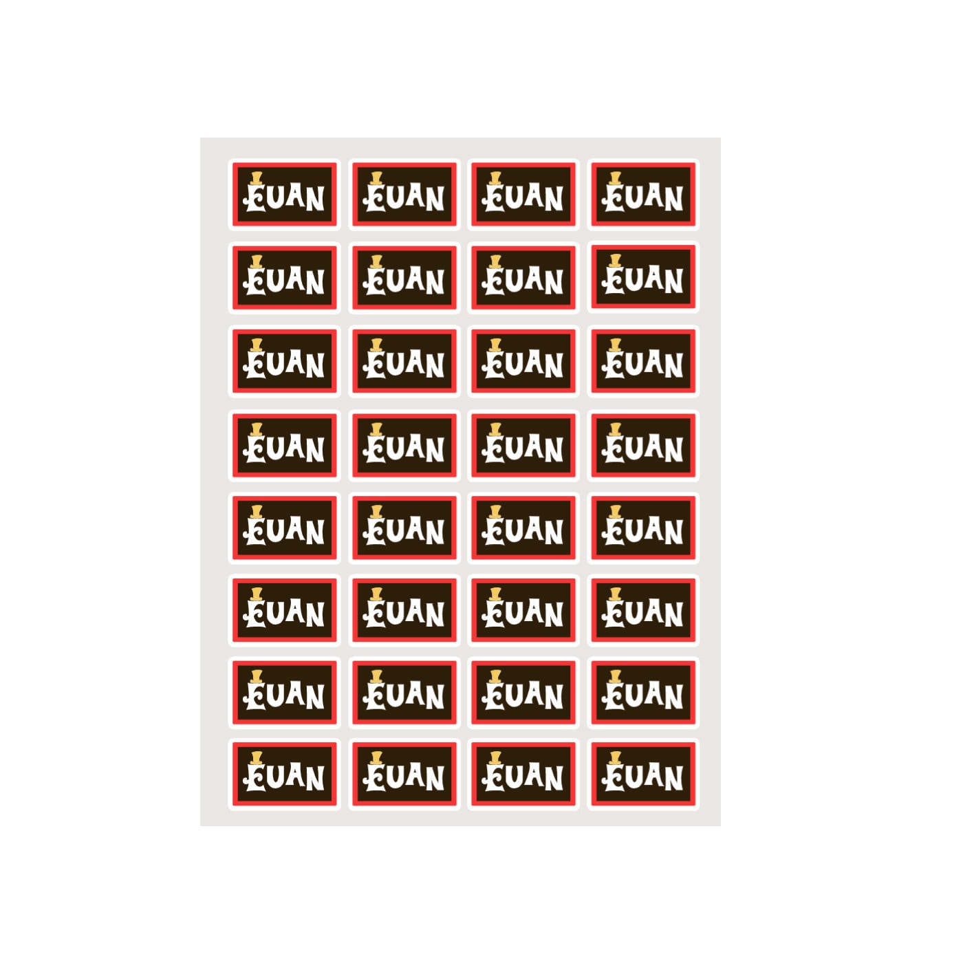 Wonka name sticker, Wonka face photo labels