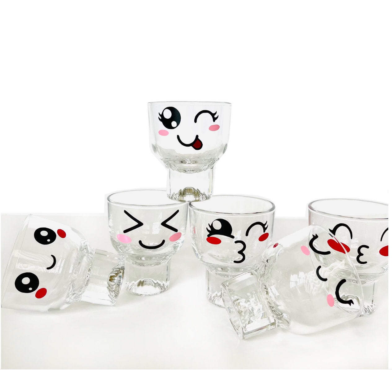 kawaii face drinking glasses