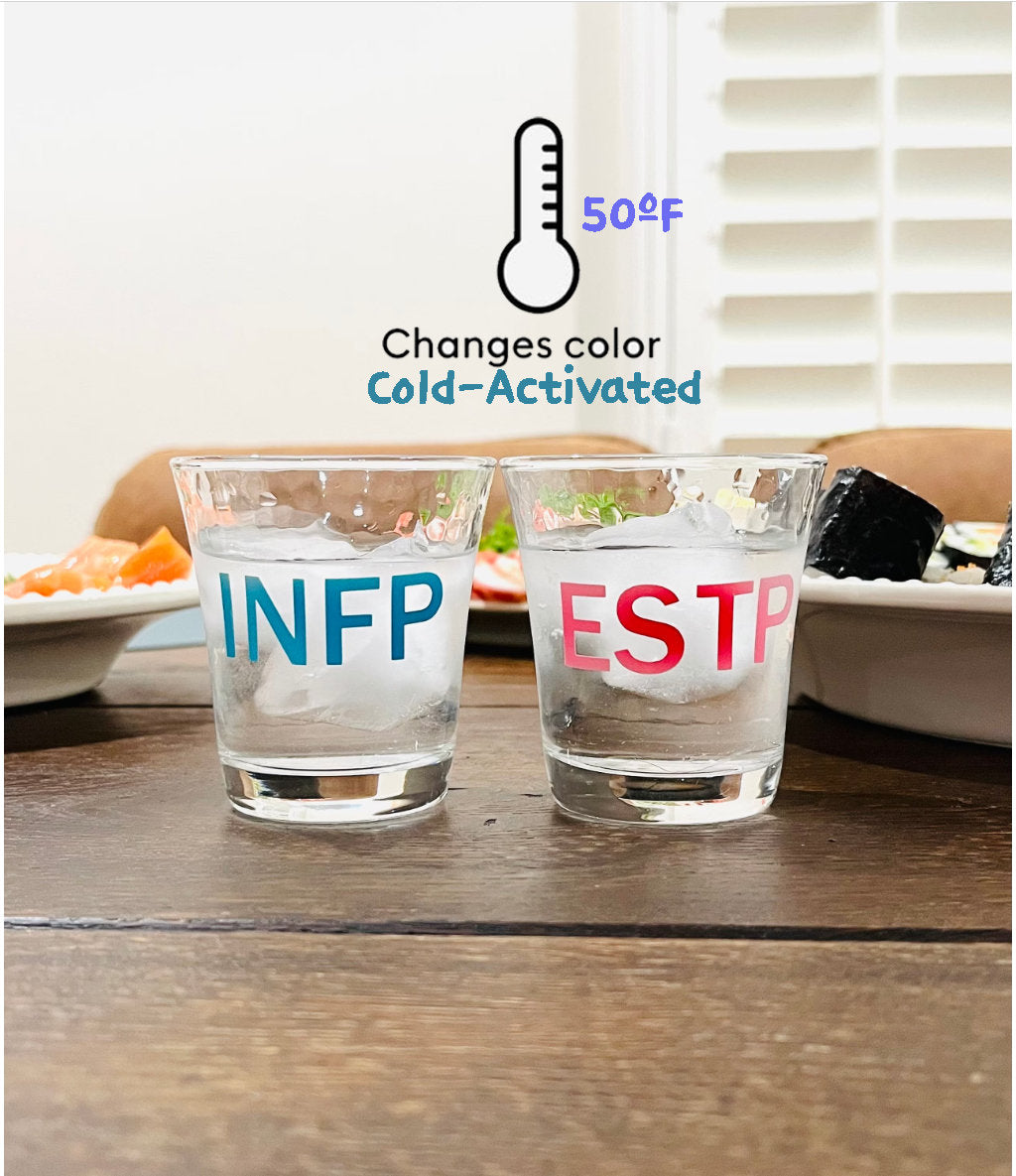 Color changed drinking glasses. MBTI drinking glass
