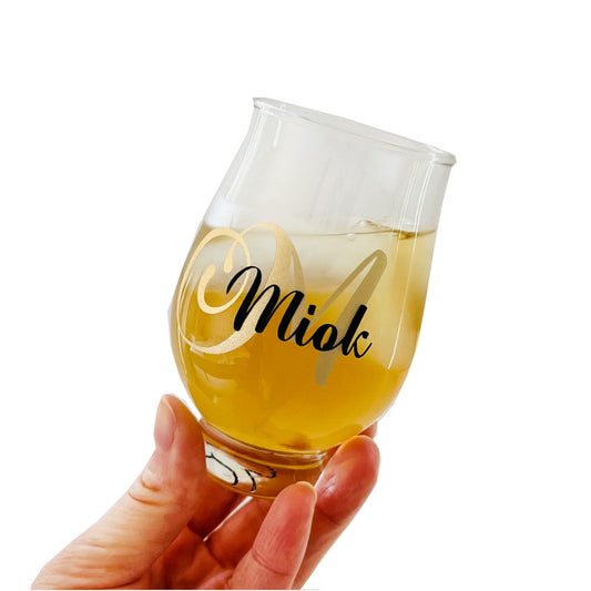Customize glitter name whiskey glass